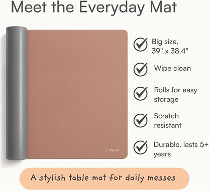 Table Craft Mat to Protect Dining Table, 38"x39.4" Craft Mess mat Great for Childrens Crafts and Play Protect Your Furniture from Spills and Mess Easy to Clean, Heat Resistant (Terracotta, 38" 39.4")