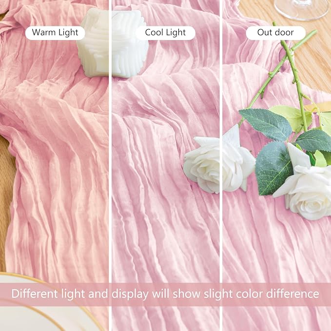 Cheesecloth Table Runner 10FT 12Pcs Blushing Pink Boho Gauze Runners | Cheese - Image 5