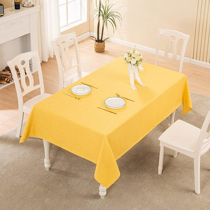 BALCONY & FALCON Rectangle Tablecloth Washable Wrinkle Resistant and Water Proof Table Cloth Decorative Linen Fabric Tablecloths for Dining Parties Kitchen Wedding and Outdoor Use (Yellow, 55x95)