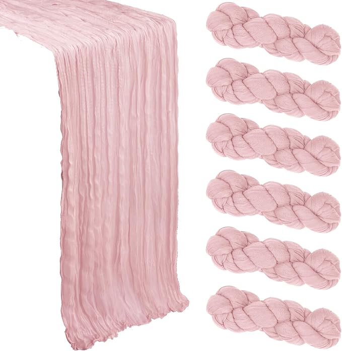 6 Pack Dusty Pink Table Runner Cheesecloth 10Ft Gauze Cheese Cloth Table Runner by Heneger