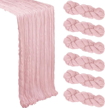 6 Pack Dusty Pink Table Runner Cheesecloth 10Ft Gauze Cheese Cloth Table Runner by Heneger