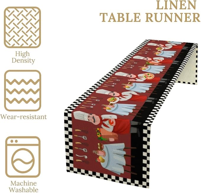 Chef Table Runner, Farmhouse Burlap Table Runners - Image 4