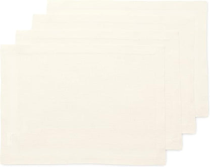 Solino Home Linen Ivory Placemats Set of 4-100% Pure Linen Placemats 14 x 19 Inch for Spring, Easter - Fete