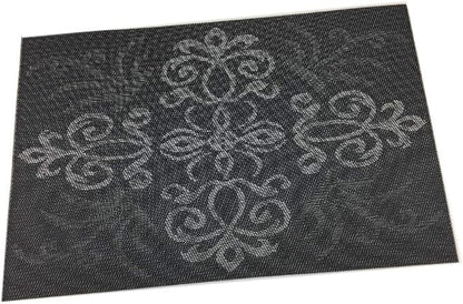 Gugrida Luxury Black Placemats Set of 6 Crossweave Woven Vinyl Placemat for Dining Table Heat Resistant Non-Slip Kitchen Table Mats Easy to Clean