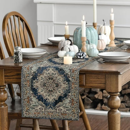 Artoid Mode Boho Bohemia Style Black Table Runner, Country Rustic Farmhouse - Image 3