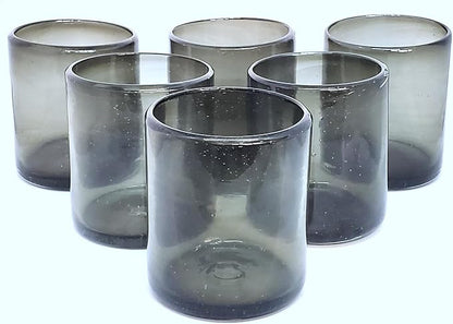 Solid Humo Smoke Gray 9 oz Short Tumblers, Recycled Glass, Toxin-Free by MexHandcraft