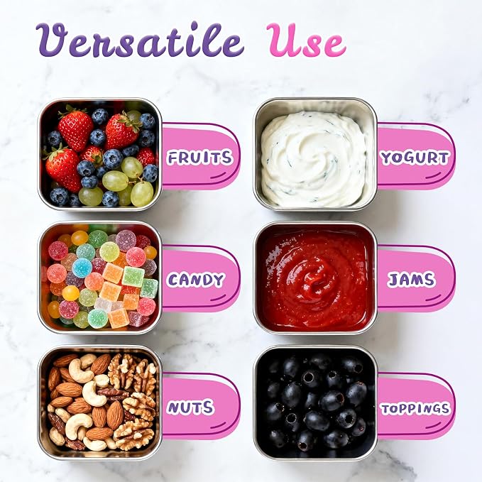 6-Pack Small Stainless Steel Snack Containers - Image 5