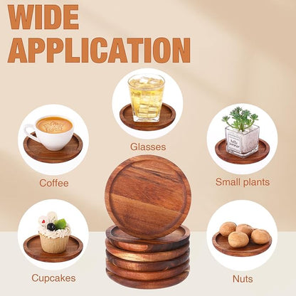 Gejoy 20 Pcs Wooden Coasters for Drinks 5 Inch Natural Stackable Acacia Wood - Image 5