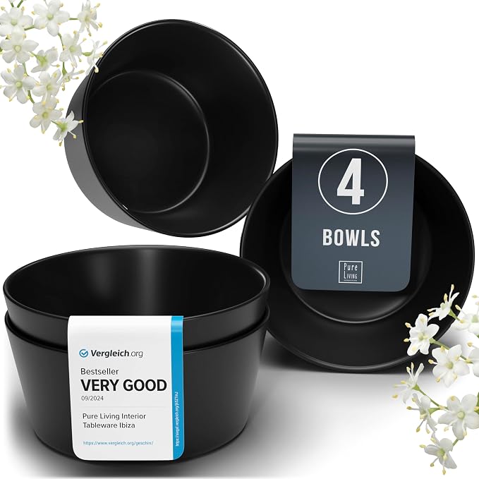 PURE LIVING INTERIOR DESIGN Stoneware Cereal Bowls Set of 4, 26.7 oz Scratch by PURELIVING