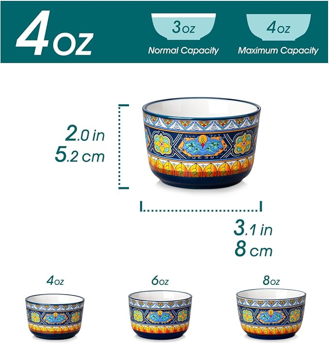 vancasso Ramekins 4 oz Oven Safe, Porcelain Souffle Baking Dishes Set of 6 | - Image 3
