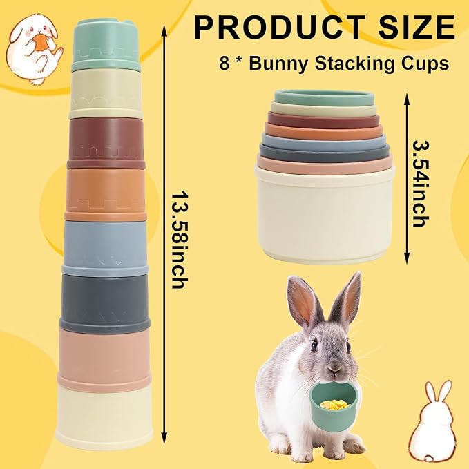 8 PCS Bunny Toys Bunny Cups Stackable Guinea Pig Stacking Cups | Stacking Cups - Image 2