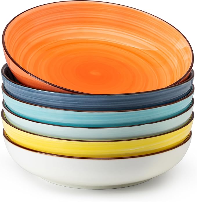 Sweese 6-Pack Ceramic Pasta Bowls, High-Grade Durable Professional Quality by Sweese