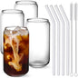 NETANY Drinking Glasses with Glass Straw 4pcs Set - 16oz Highball Glass Cups by NETANY