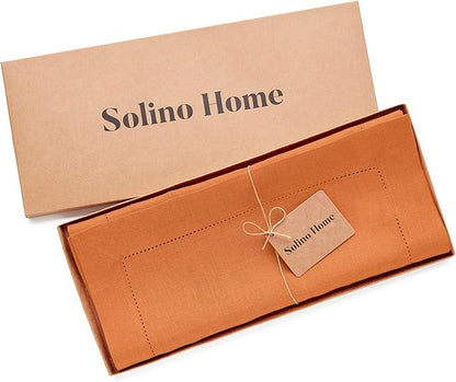 Solino Home 100% Pure Linen Dining Table Runner Pumpkin Woven, 14 x 90 in | - Image 5