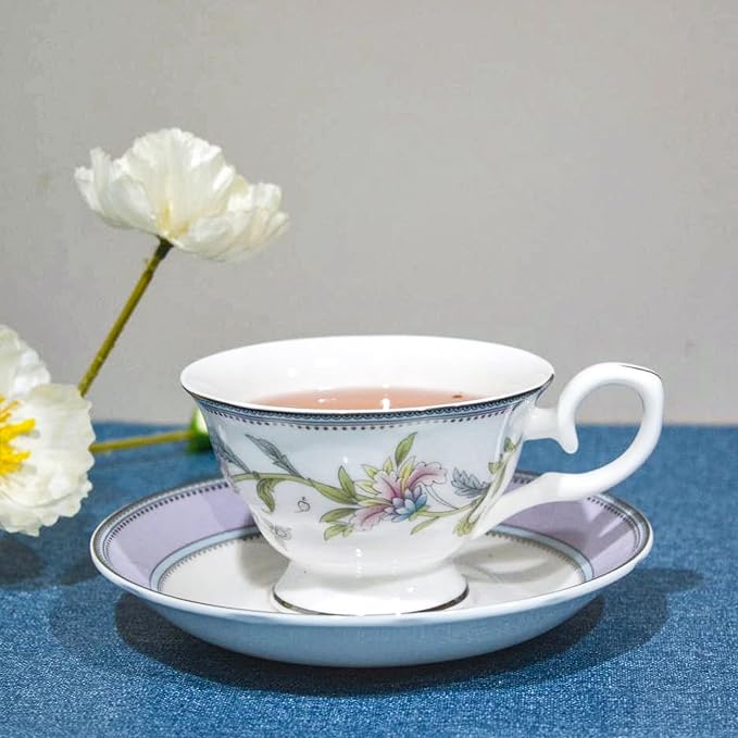 Bone China Tea Set, 21-Pieces Porcelain Tea Set - Image 8