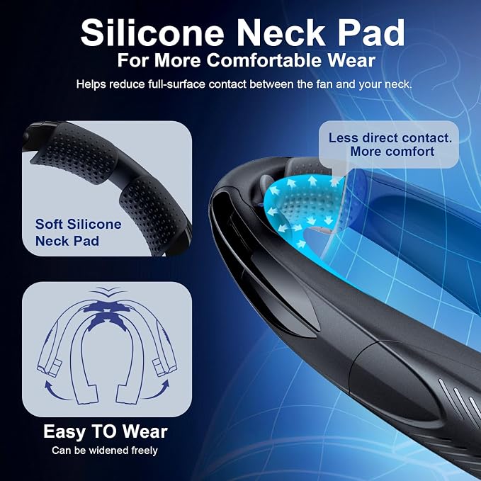 Portable Neck Fan with Reading Light, 6-Speed Wearable Fan, 6000mAh USB-C - Image 4