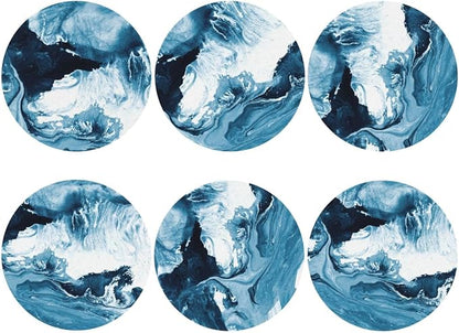 Blue Ocean Marble Coasters Set of 6 Coasters by Unknown
