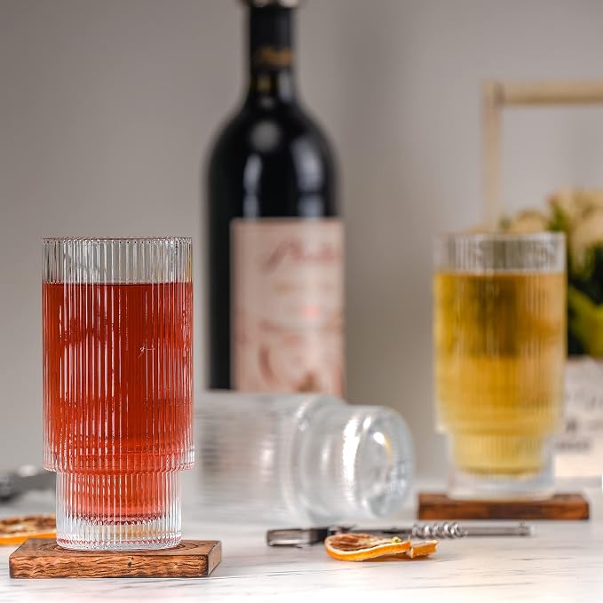 Greenline Goods Ripple Drinking Glasses - 12 oz Modern Kitchen Glassware Set - Image 8