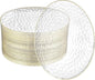 R-kay 100 Pack Clear Plastic Plates For Wedding - 10 IN Hammered Gold Rimmed Sturdy, Durable And Extra Heavy duty Gold Plastic Plates For Party - Bulk Disposable Plates For Weddings