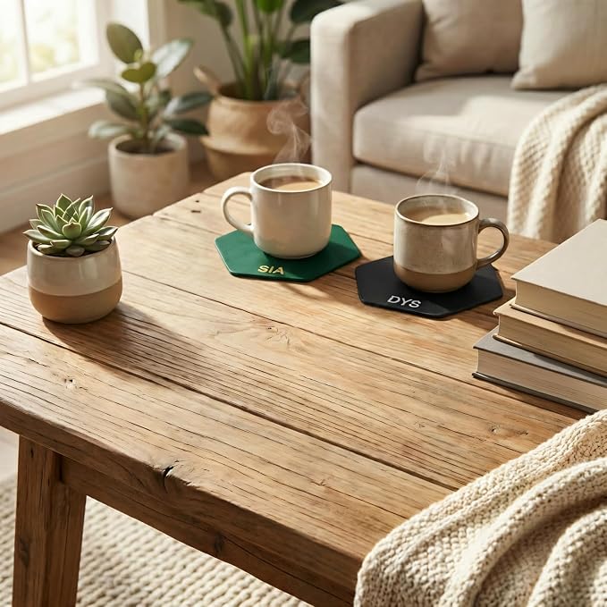 Northwind Personalized Full Grain Leather Coasters Set of 4 | Made in USA - Image 5