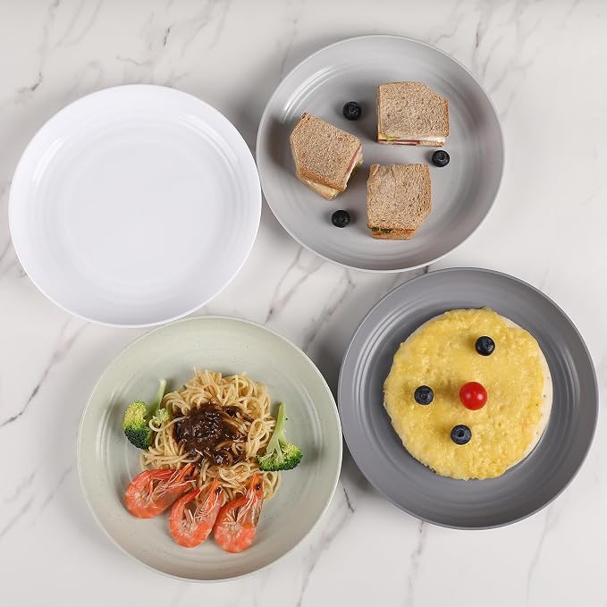HEYCOME 12 Pcs Unbreakable Deep Dinner Plates Set, 10 inch Reusable Plastic - Image 7