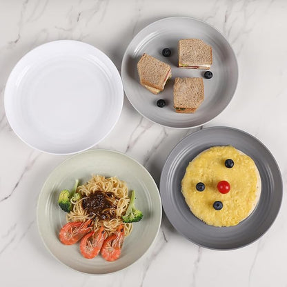 HEYCOME 12 Pcs Unbreakable Deep Dinner Plates Set, 10 inch Reusable Plastic - Image 7