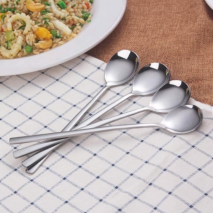 IQCWOOD Spoons, 8.5 Inch Stainless Steel Soup Spoons | Korean Soup Spoons - Image 2