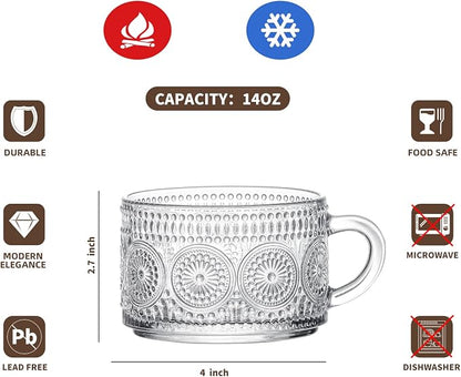 Gezzeny Vintage Glass Coffee Mugs - Image 7