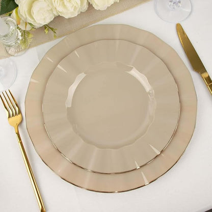 Efavormart 9" Salad Plates – Set of 10 Plastic Taupe Round Disposable Plates - Image 6