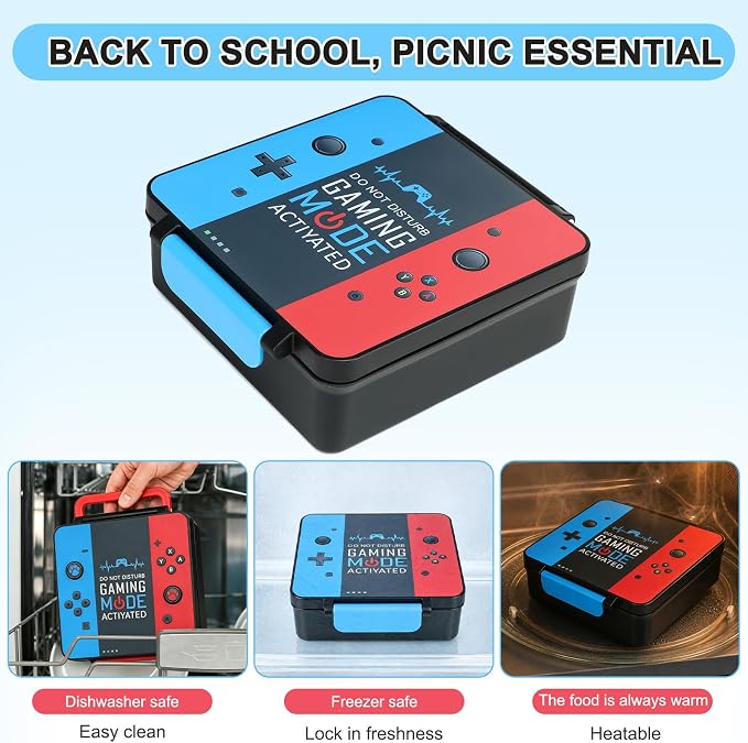 Gamer Bento Lunch Box for Kids, 60 OZ Kids Lunch Box - Image 7