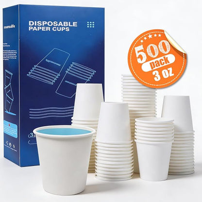 MOUMOULIFE Disposable Paper Coffee Cups 3 oz 500 Count, Bathroom Cups, Small - Image 2