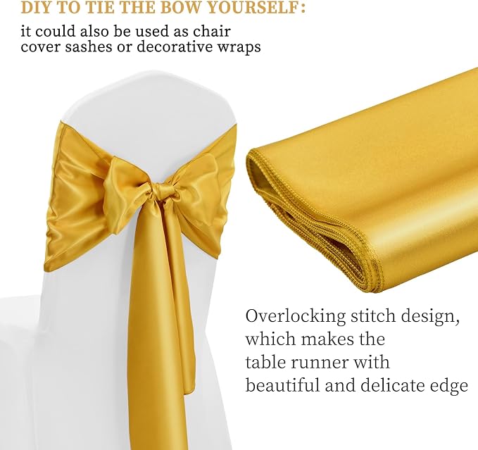 12 Pack Gold Satin Table Runner 12 x 108 Inch Long Premium Table Runners - Image 4