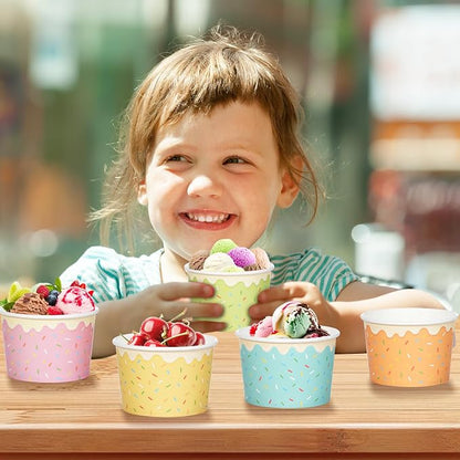 Hallswl 100pcs 9oz Ice Cream Bowls Disposable, Paper Ice Cream Cups, 5 Color - Image 7