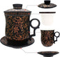 Porcelain Tea Cup with Infuser Lid and Saucer Sets by Unknown