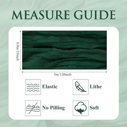 Cheesecloth Table Runner 10FT 3Pcs Emerald Green Boho Gauze Sheer Runners | - Image 2