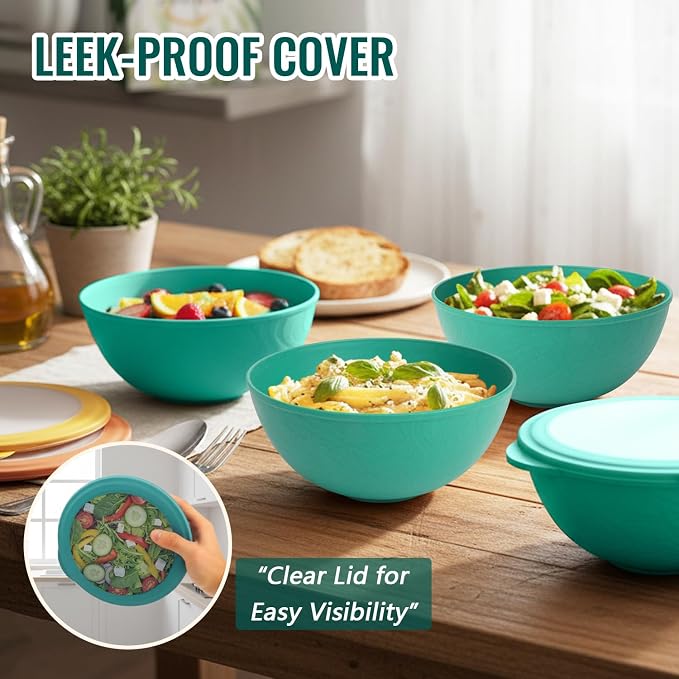 40 OZ Plastic Bowls with Lids, Unbreakable Wheat Straw Bowls Sets of 8 - Image 5