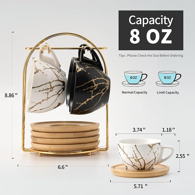 LUKA Ceramic Demitasse Espresso Cups Set - Image 3