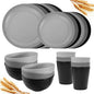 Rubtlamp 24Pcs Kitchen Plastic Wheat Straw Dinnerware Set, Dinnerware Sets by Rubtlamp