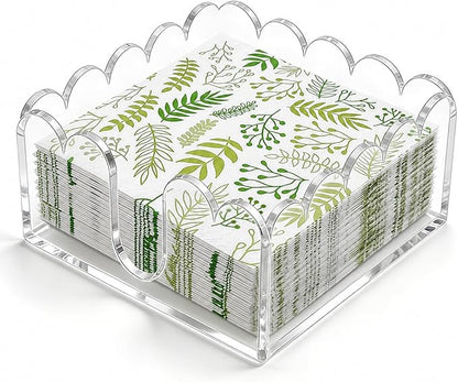 Clear Scalloped Acrylic Napkin Holder by Unknown