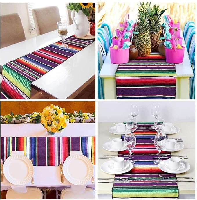 Fowecelt Mexican Serape Table Runner 14 x 84 Inch - Image 4