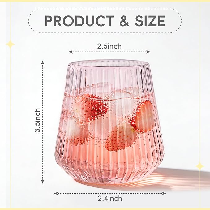 N9R 24PCS Pink Plastic Wine Glasses Disposable, 14 oz Cocktail & Spritz | Pink - Image 2