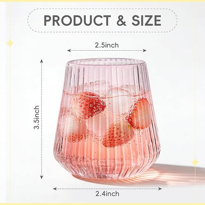 N9R 24PCS Pink Plastic Wine Glasses Disposable, 14 oz Cocktail & Spritz | Pink - Image 2