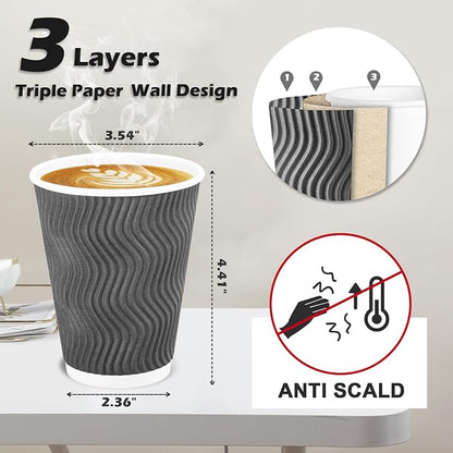 Lamosi 500 Count 8 oz Insulated Coffee Cups, Disposable Paper Cups No Lids | - Image 3