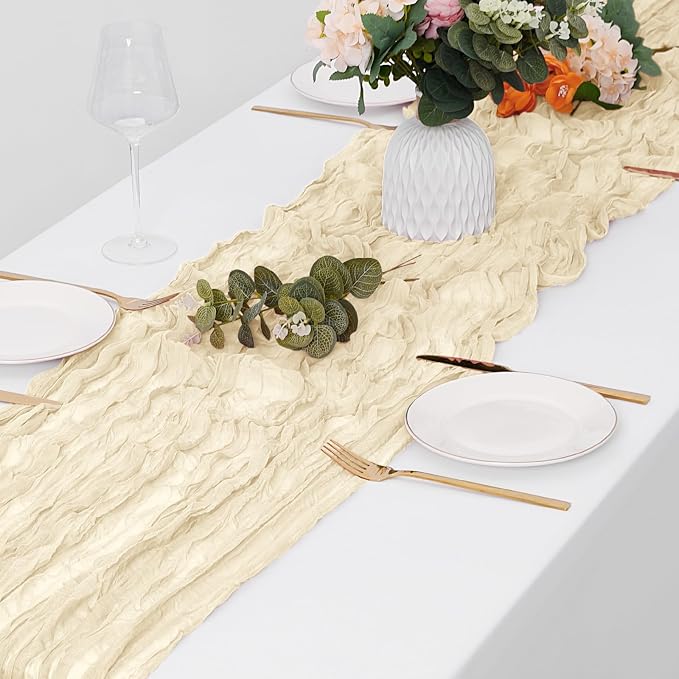 30 Pack Ivory Cheesecloth Table Runner 17 x 108 inch Cheese Cloth Table Runners - Image 4