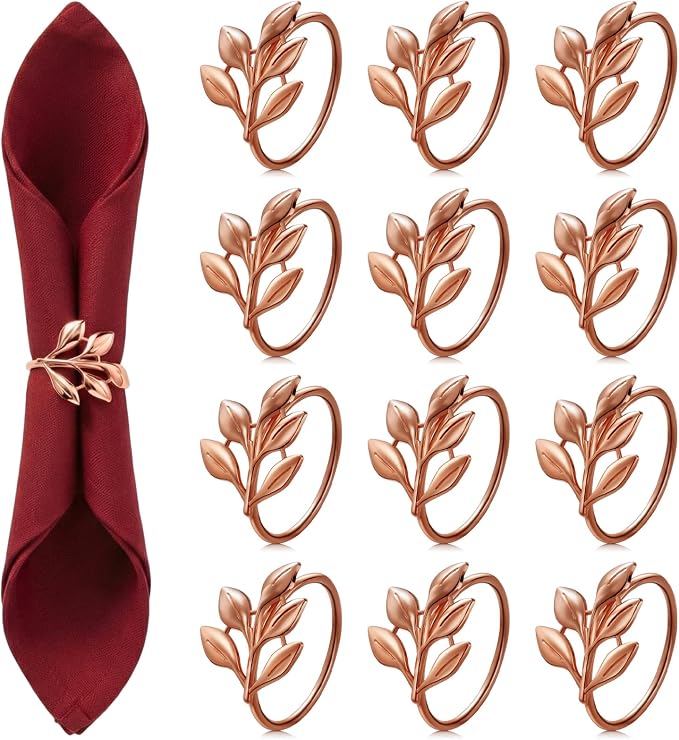 WILLBOND Leaf Napkin Rings Holders Fall Party Napkin Rings by Willbond+Technology+Limited