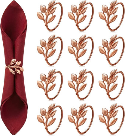 WILLBOND Leaf Napkin Rings Holders Fall Party Napkin Rings by Willbond+Technology+Limited
