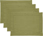 Solino Home Linen Placemats Set of 4 - Classic Hemstitch Avocado Green Placemats 14 x 19 Inch - 100% Pure Linen Table Mats for Winter, Spring, Easter, St Patricks Day