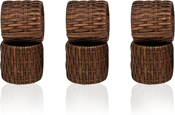 Woven Napkin Rings Set of 12, Handmade Cane Fall Napkin Rings Holders, Natural - Image 6