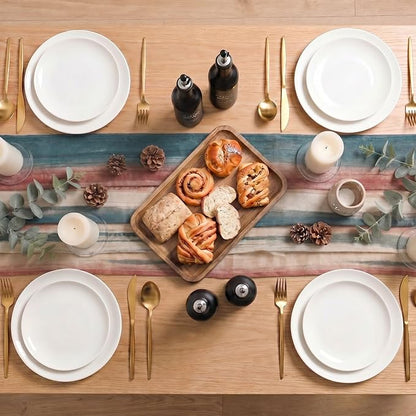 Artoid Mode Boho Blue Red Stripes 4th of July Chiffon Table Runner 120 Inches - Image 5