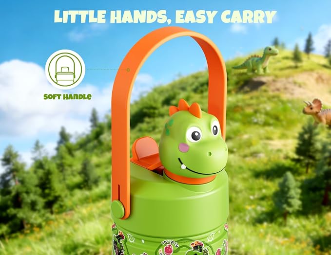 POWCAN Kids Water Bottle for School: 2-in-1 Straw Spout Lid - Image 6